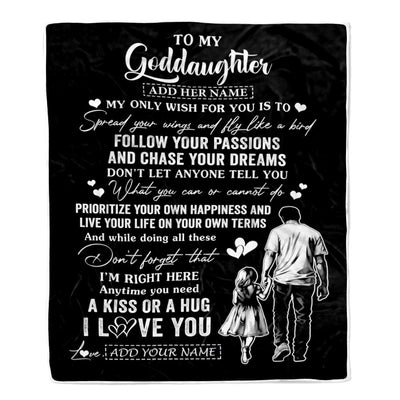 Personalized To My Goddaughter Gifts Blanket From Uncle Godfather My Only Wish For You Goddaughter Birthday Gifts Graduation Christmas Fleece Throw Blanket | siriusteestore