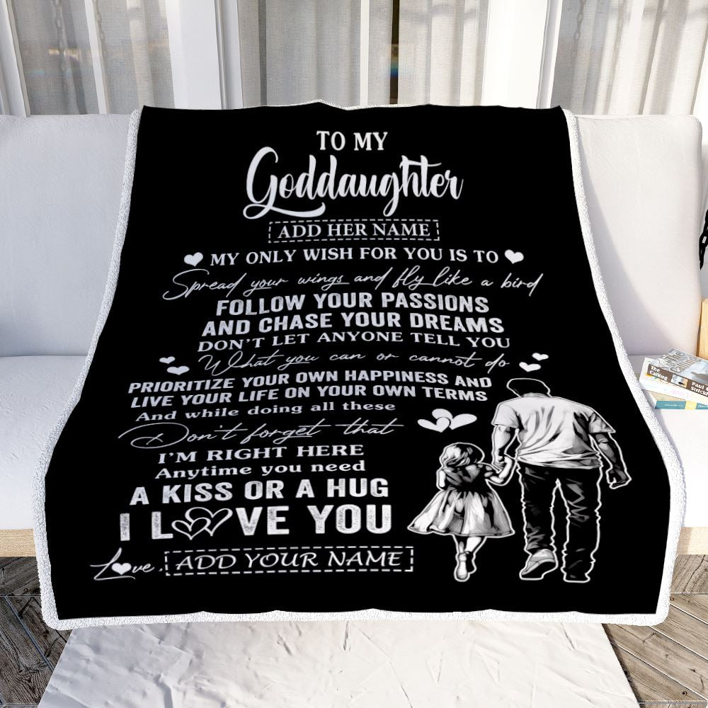 Personalized To My Goddaughter Gifts Blanket From Uncle Godfather My Only Wish For You Goddaughter Birthday Gifts Graduation Christmas Fleece Throw Blanket | siriusteestore