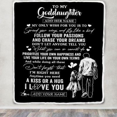 Personalized To My Goddaughter Gifts Blanket From Uncle Godfather My Only Wish For You Goddaughter Birthday Gifts Graduation Christmas Fleece Throw Blanket | siriusteestore