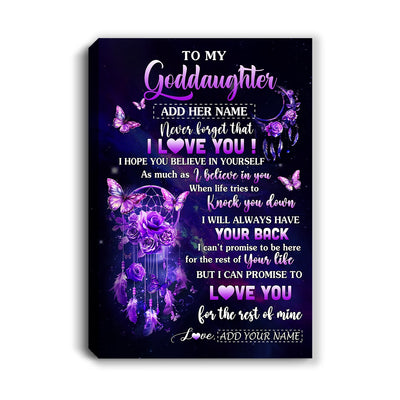 Personalized To My Goddaughter Gifts Canvas From Aunt Floral Butterfly Love You Goddaughter Birthday Gifts Graduation Christmas Custom Wall Art Printed Framed Canvas | siriusteestore