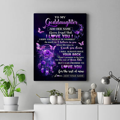Personalized To My Goddaughter Gifts Canvas From Aunt Floral Butterfly Love You Goddaughter Birthday Gifts Graduation Christmas Custom Wall Art Printed Framed Canvas | siriusteestore