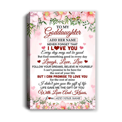 Personalized To My Goddaughter Gifts Canvas From Aunt Floral I Love You Birthday Gifts For Goddaughter Graduation Christmas Customized Wall Art Framed Canvas | siriusteestore