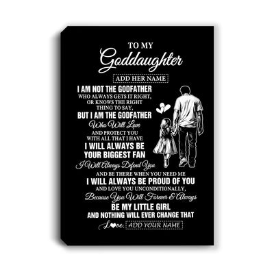 Personalized To My Goddaughter Gifts Canvas From Godfather Biggest Fan Birthday Gifts For Goddaughter From Godfather Aunt Christmas Custom Wall Art Framed Canvas | siriusteestore