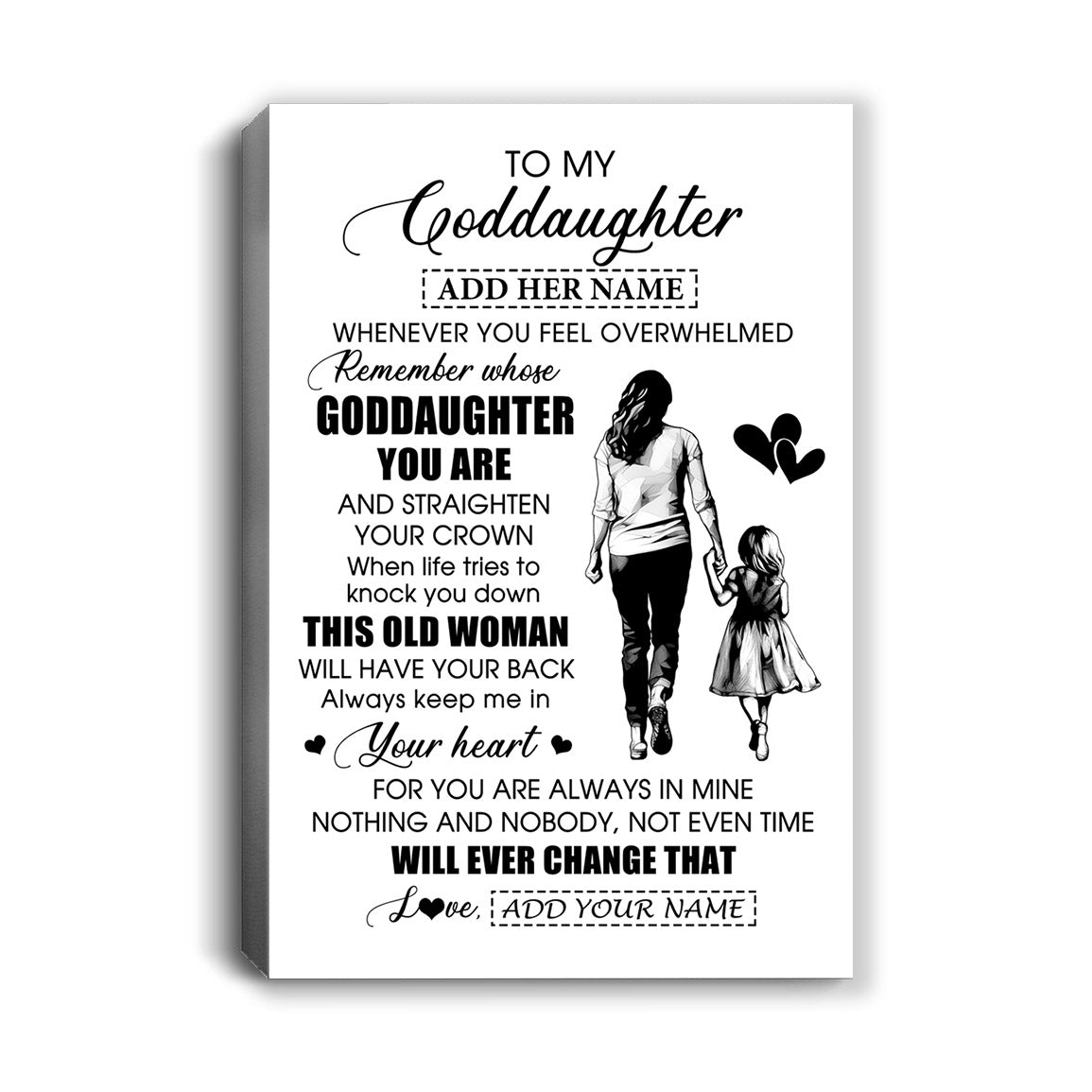 Personalized To My Goddaughter Gifts Canvas From Godmother Aunt Whenever Woman Unique Birthday Gifts For Goddaughter Graduation Christmas Custom Art Framed Canvas | siriusteestore