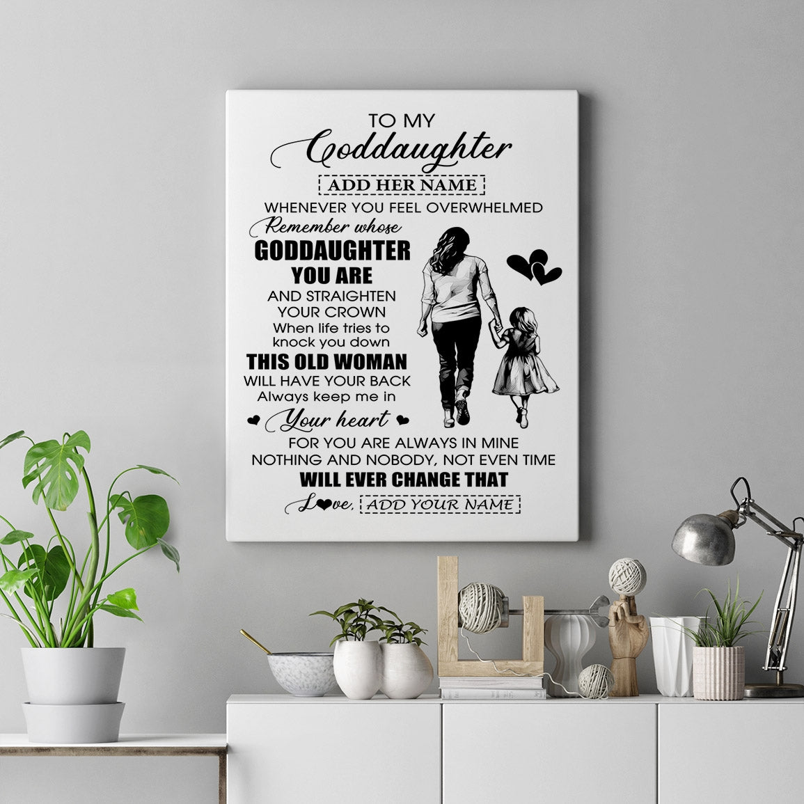 Personalized To My Goddaughter Gifts Canvas From Godmother Aunt Whenever Woman Unique Birthday Gifts For Goddaughter Graduation Christmas Custom Art Framed Canvas | siriusteestore