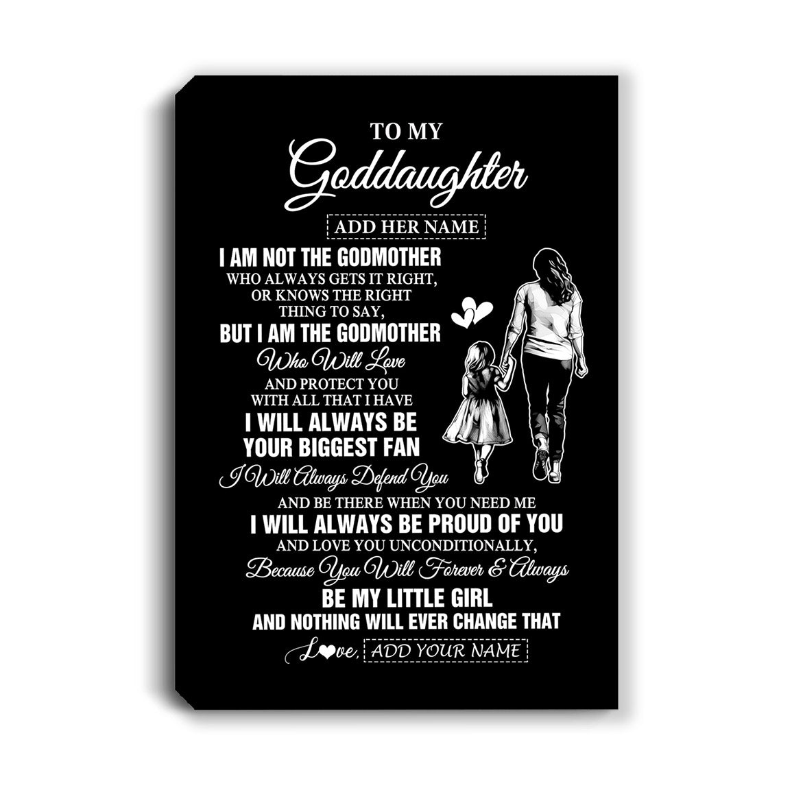 Personalized To My Goddaughter Gifts Canvas From Godmother Biggest Fan Birthday Gifts For Goddaughter From Godmother Uncle Christmas Custom Wall Art Framed Canvas | siriusteestore