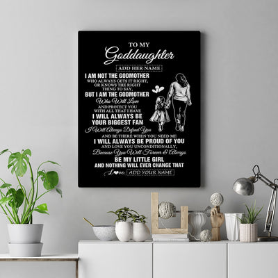 Personalized To My Goddaughter Gifts Canvas From Godmother Biggest Fan Birthday Gifts For Goddaughter From Godmother Uncle Christmas Custom Wall Art Framed Canvas | siriusteestore