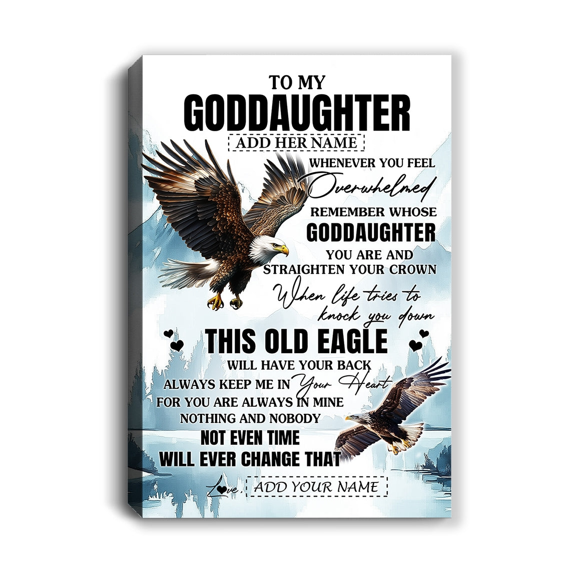 Personalized To My Goddaughter Gifts Canvas From Godmother Whenever Eagle Unique Birthday Gifts For Goddaughter Graduation Christmas Custom Wall Art Framed Canvas | siriusteestore