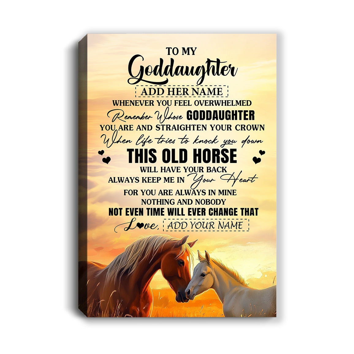 Personalized To My Goddaughter Gifts Canvas From Godmother Whenever Horse Unique Birthday Gifts For Goddaughter Graduation Christmas Custom Print Framed Canvas | siriusteestore