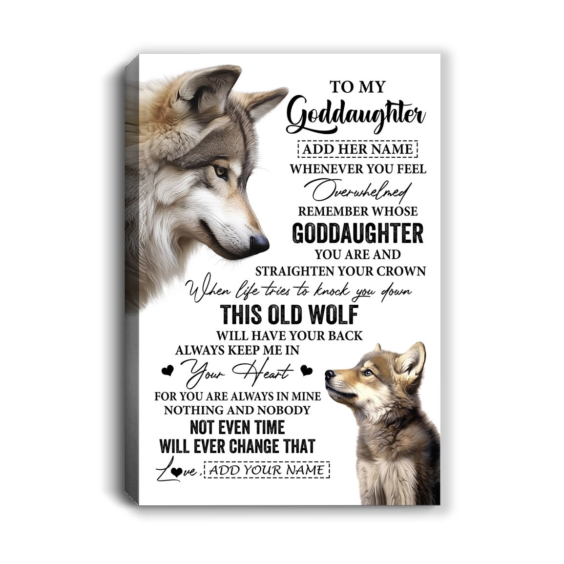 Personalized To My Goddaughter Gifts Canvas From Godmother Whenever Wolf Unique Birthday For Goddaughter Graduation Christmas Custom Wall Art Print Framed Canvas | siriusteestore