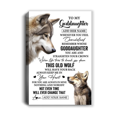 Personalized To My Goddaughter Gifts Canvas From Godmother Whenever Wolf Unique Birthday For Goddaughter Graduation Christmas Custom Wall Art Print Framed Canvas | siriusteestore