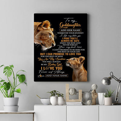 Personalized To My Goddaughter Gifts Canvas From Godmother Wherever Your Journey In Life Lion Goddaughter Birthday Gifts Christmas Custom Wall Art Framed Canvas | siriusteestore