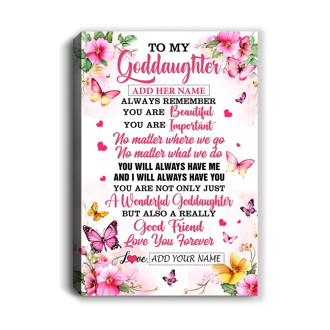 Personalized To My Goddaughter Gifts Canvas From Godmother You Are Beautiful Birthday Gifts For Goddaughter Graduation Christmas Custom Wall Art Framed Canvas | siriusteestore
