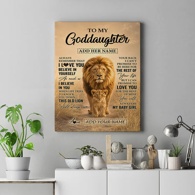 Personalized To My Goddaughter Gifts Canvas From Uncle Always Remember Lion Gifts For Goddaughter Birthday Graduation Christmas Custom Wall Art Framed Canvas | siriusteestore