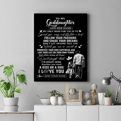 Personalized To My Goddaughter Gifts Canvas From Uncle Godfather My Only Wish For You Goddaughter Birthday Gifts Graduation Christmas Custom Art Print Framed Canvas | siriusteestore