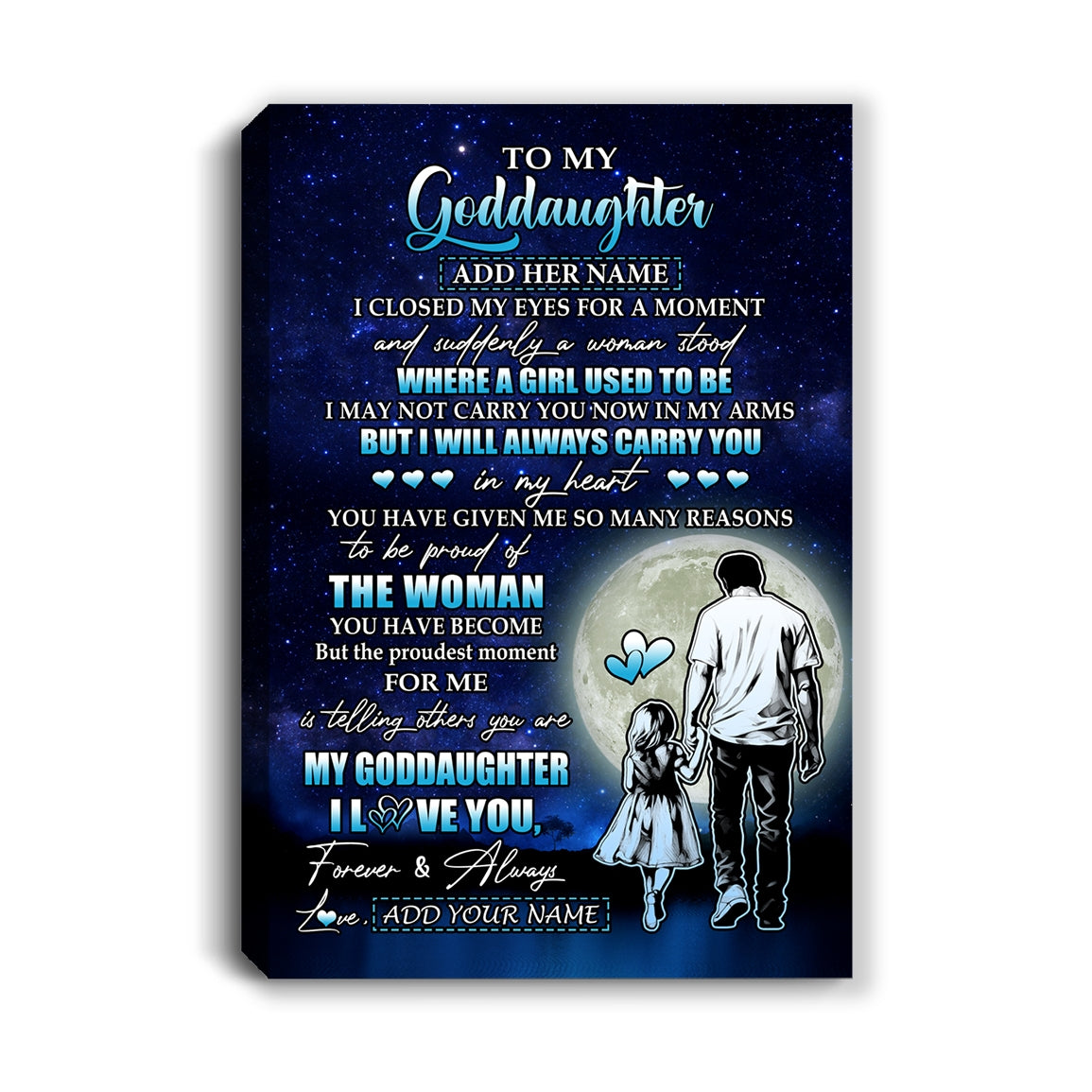 Personalized To My Goddaughter Gifts Canvas From Uncle I Closed My Eyes For A Moment Goddaughter Birthday Graduation Christmas Custom Wall Art Print Framed Canvas | siriusteestore