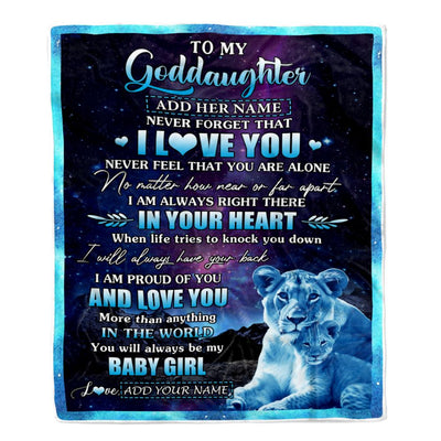 Personalized To My Goddaughter Gifts From Aunt Auntie I Love You Lion Birthday Gift Ideas For Goddaughter Graduation Christmas Customized Fleece Throw Blanket | siriusteestore