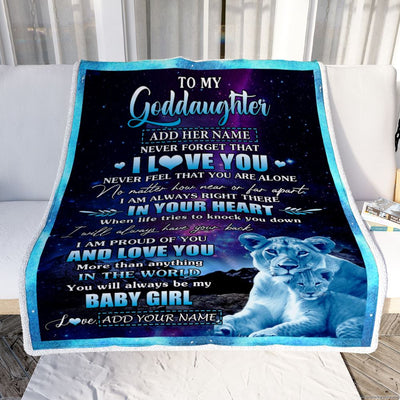 Personalized To My Goddaughter Gifts From Aunt Auntie I Love You Lion Birthday Gift Ideas For Goddaughter Graduation Christmas Customized Fleece Throw Blanket | siriusteestore