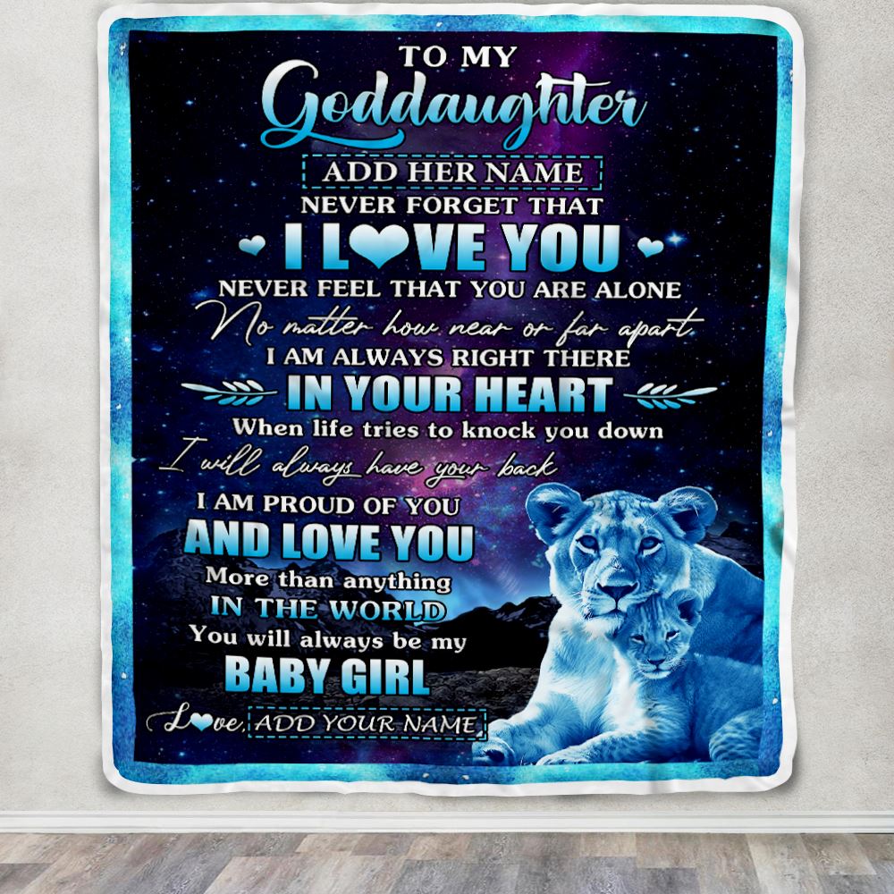 Personalized To My Goddaughter Gifts From Aunt Auntie I Love You Lion Birthday Gift Ideas For Goddaughter Graduation Christmas Customized Fleece Throw Blanket | siriusteestore