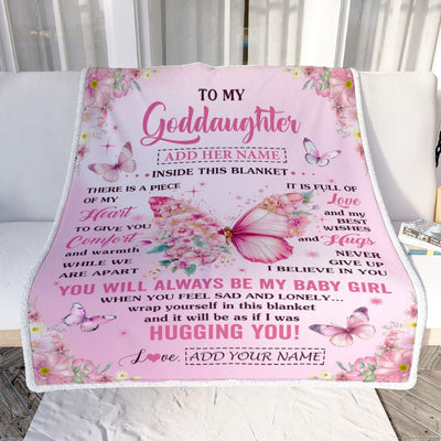 Personalized To My Goddaughter Gifts From Aunt Blanket Floral Butterfly Birthday Gifts For Goddaughter Graduation Christmas Customized Fleece Throw Blanket | siriusteestore