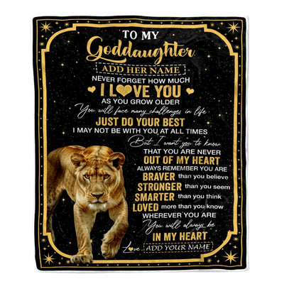 Personalized To My Goddaughter Gifts From Aunt Blanket Lion I Love You Graduation Birthday Gifts For Goddaughter Christmas Customized Fleece Throw Blanket | siriusteestore