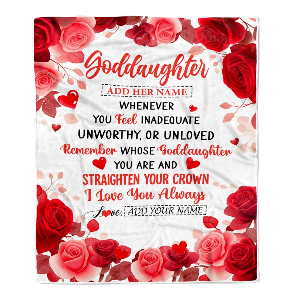 Personalized To My Goddaughter Gifts From Aunt Blanket Rose Flower Anniversary Birthday Gifts Goddaughter Graduation Christmas Custom Fleece Throw Blanket | siriusteestore