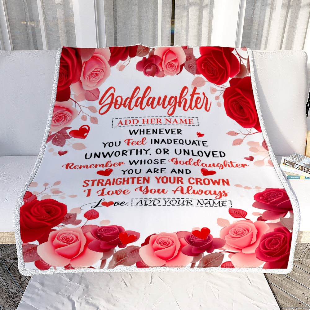 Personalized To My Goddaughter Gifts From Aunt Blanket Rose Flower Anniversary Birthday Gifts Goddaughter Graduation Christmas Custom Fleece Throw Blanket | siriusteestore