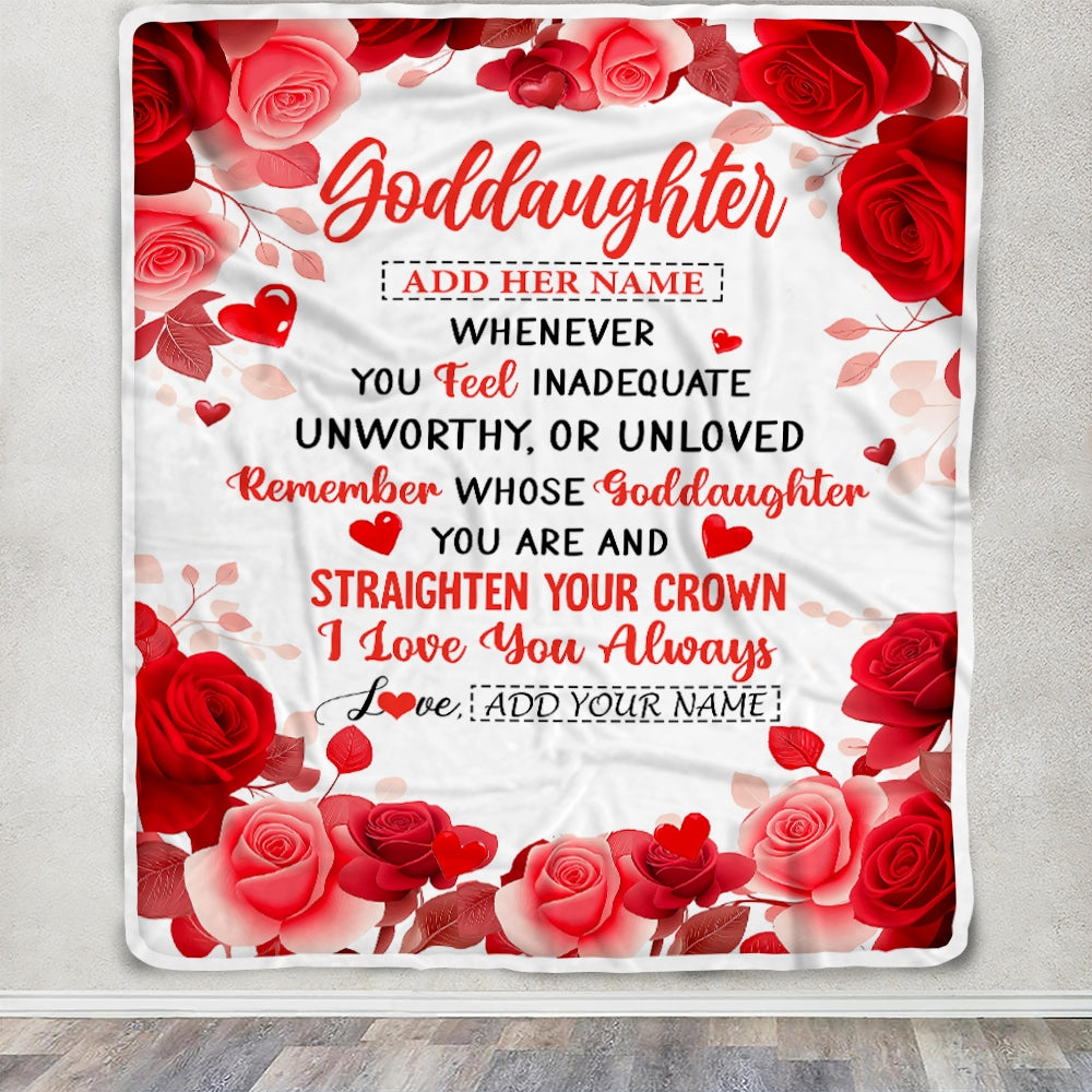 Personalized To My Goddaughter Gifts From Aunt Blanket Rose Flower Anniversary Birthday Gifts Goddaughter Graduation Christmas Custom Fleece Throw Blanket | siriusteestore