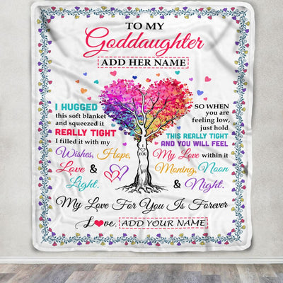 Personalized To My Goddaughter Gifts From Aunt Hugged Blanket Birthday Gifts For Goddaughter Graduation Christmas Customized Fleece Throw Blanket | siriusteestore