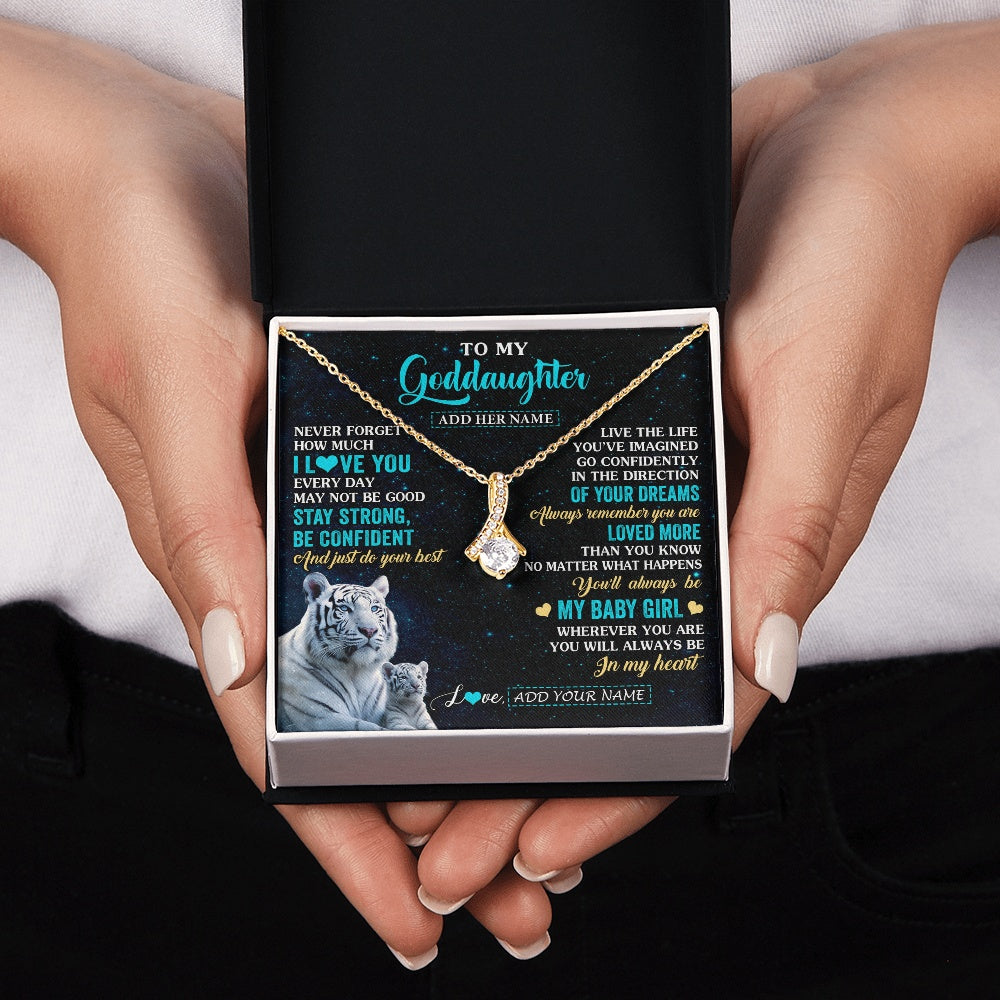 Alluring Beauty Necklace 18K Yellow Gold Finish | 2 | Personalized To My Goddaughter Gifts From Aunt Necklace White Tiger Never Forget How Much I Love You Goddaughter Birthday Christmas Gift Box Message Card | siriusteestore.myshopify