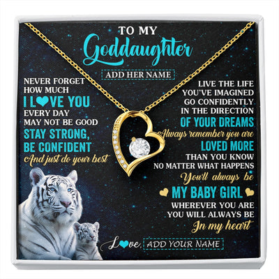 Forever Love Necklace 18K Yellow Gold Finish | 1 | Personalized To My Goddaughter Gifts From Aunt Necklace White Tiger Never Forget How Much I Love You Goddaughter Birthday Christmas Gift Box Message Card | siriusteestore.myshopify