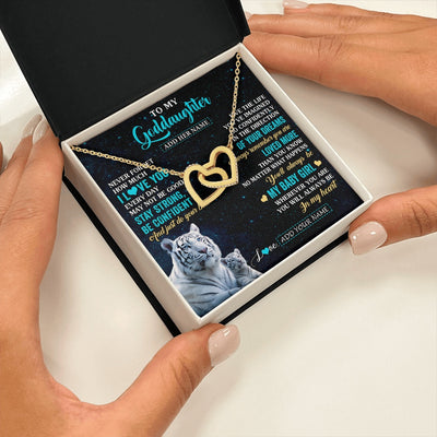 Interlocking Hearts Necklace 18K Yellow Gold Finish | 2 | Personalized To My Goddaughter Gifts From Aunt Necklace White Tiger Never Forget How Much I Love You Goddaughter Birthday Christmas Gift Box Message Card | siriusteestore.myshopify