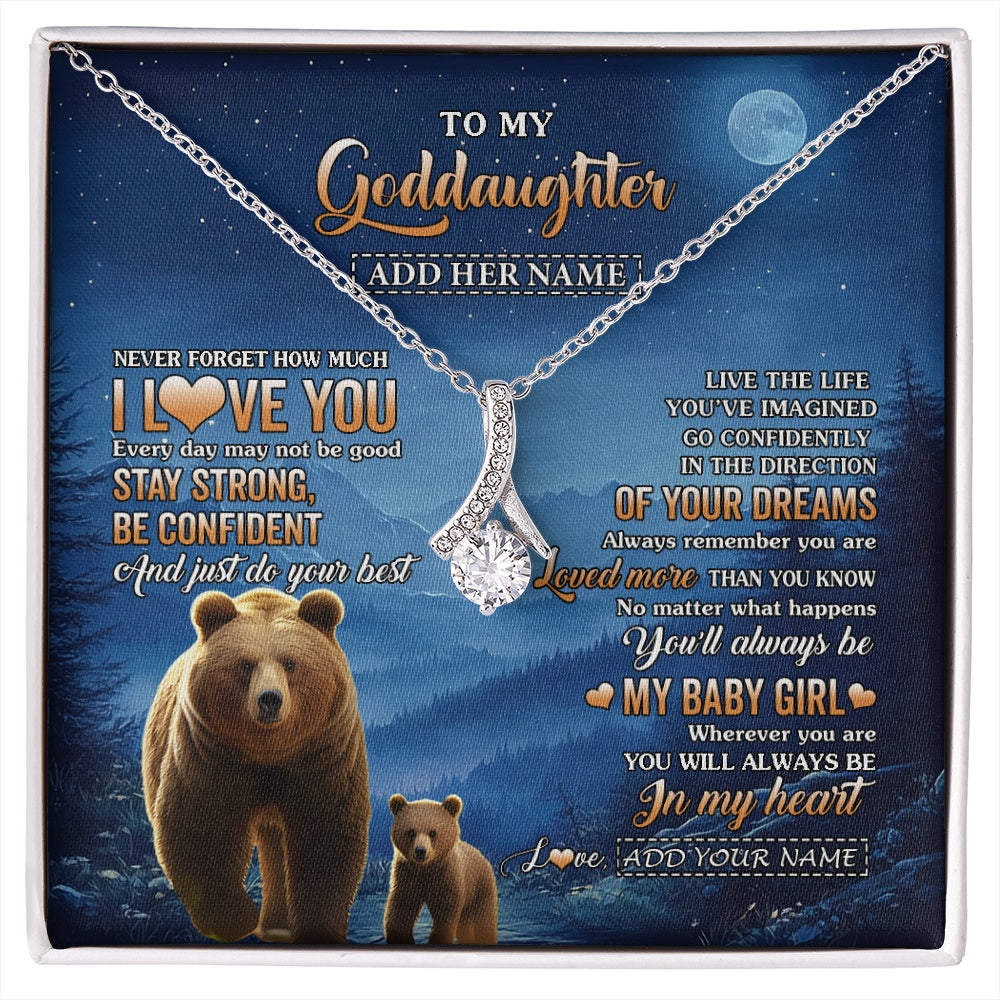Alluring Beauty Necklace 14K White Gold Finish | 1 | Personalized To My Goddaughter Gifts From Aunt Uncle Auntie Bear Never Forget How Much I Love You Goddaughter Birthday Christmas Custom Gift Box Message Card | siriusteestore.myshopify