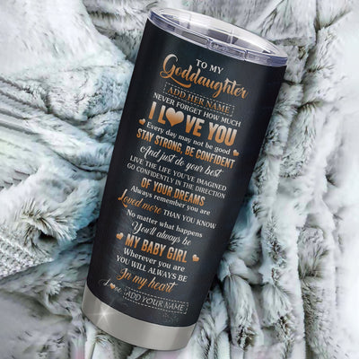Personalized To My Goddaughter Gifts From Aunt Uncle Auntie Bear Never Forget How Much I Love You Goddaughter Birthday Gifts Graduation Christmas Custom Cup Travel Mug | siriusteestore