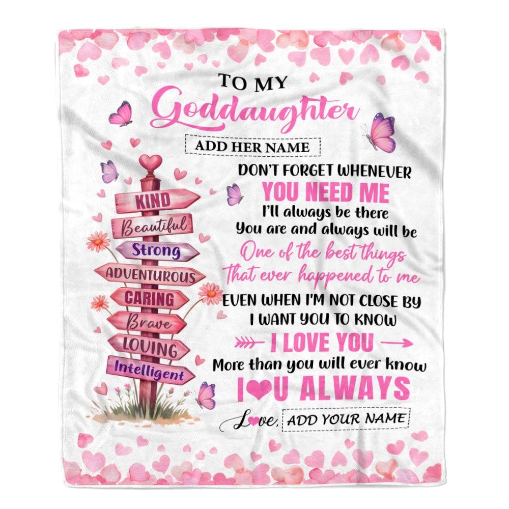 Personalized To My Goddaughter Gifts From Aunt Uncle Blanket Kind Beautiful Birthday Gifts For Goddaughter Graduation Valentines Christmas Fleece Blanket | siriusteestore