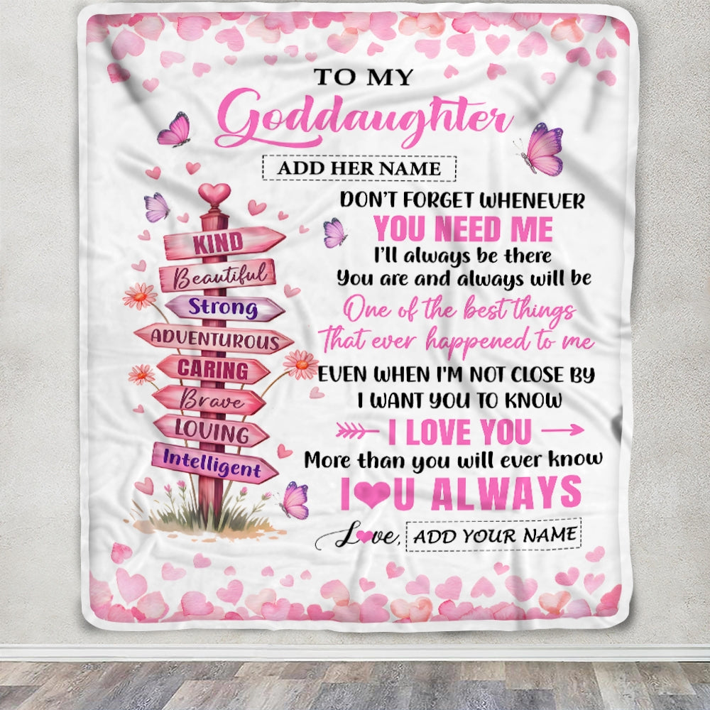 Personalized To My Goddaughter Gifts From Aunt Uncle Blanket Kind Beautiful Birthday Gifts For Goddaughter Graduation Valentines Christmas Fleece Blanket | siriusteestore