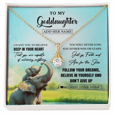 Alluring Beauty Necklace 18K Yellow Gold Finish | 1 | Personalized To My Goddaughter Gifts From Aunt Uncle Don't Give Up Elephant Gifts For Goddaughter Birthday Graduation Christmas Custom Gift Box Message Card | https://siriusteestore.