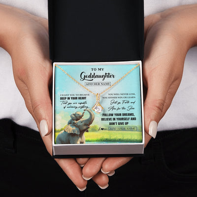 Alluring Beauty Necklace 18K Yellow Gold Finish | 2 | Personalized To My Goddaughter Gifts From Aunt Uncle Don't Give Up Elephant Gifts For Goddaughter Birthday Graduation Christmas Custom Gift Box Message Card | https://siriusteestore.