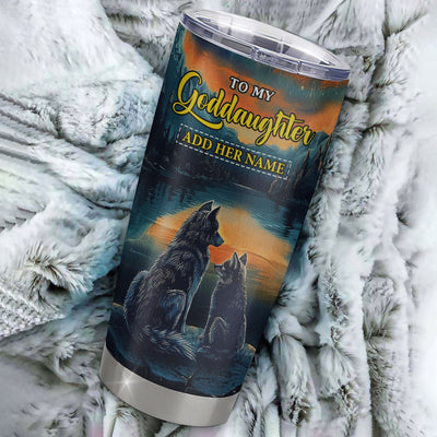 Personalized To My Goddaughter Gifts From Aunt Uncle Tumbler Don't Give Up Wolf Gifts For Goddaughter Birthday Graduation Christmas Custom Stainless Steel Cup Travel Mug | siriusteestore