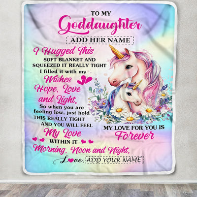 Personalized To My Goddaughter Gifts From Aunt Uncle Unicorn Letter I Hugged This Gifts For Goddaughter Birthday Graduation Christmas Customized Fleece Blanket | siriusteestore