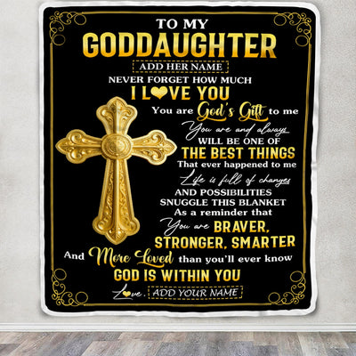 Personalized To My Goddaughter Gifts From Godfather Blanket Christian God Is With You Gifts For Goddaughter Birthday Present Christmas Custom Fleece Blanket | siriusteestore
