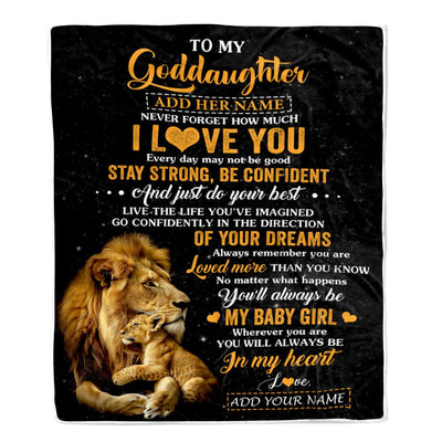 Personalized To My Goddaughter Gifts From Godfather Blanket Lion Never Forget How Much I Love You Goddaughter Birthday Graduation Christmas Fleece Blanket | siriusteestore