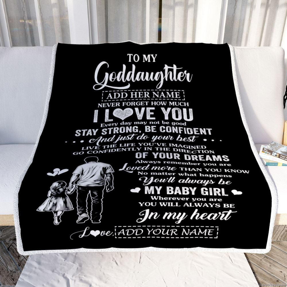 Personalized To My Goddaughter Gifts From Godfather Blanket Never Forget How Much I Love You Goddaughter Birthday Graduation Christmas Fleece Throw Blanket | siriusteestore