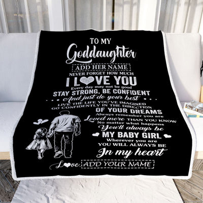 Personalized To My Goddaughter Gifts From Godfather Blanket Never Forget How Much I Love You Goddaughter Birthday Graduation Christmas Fleece Throw Blanket | siriusteestore