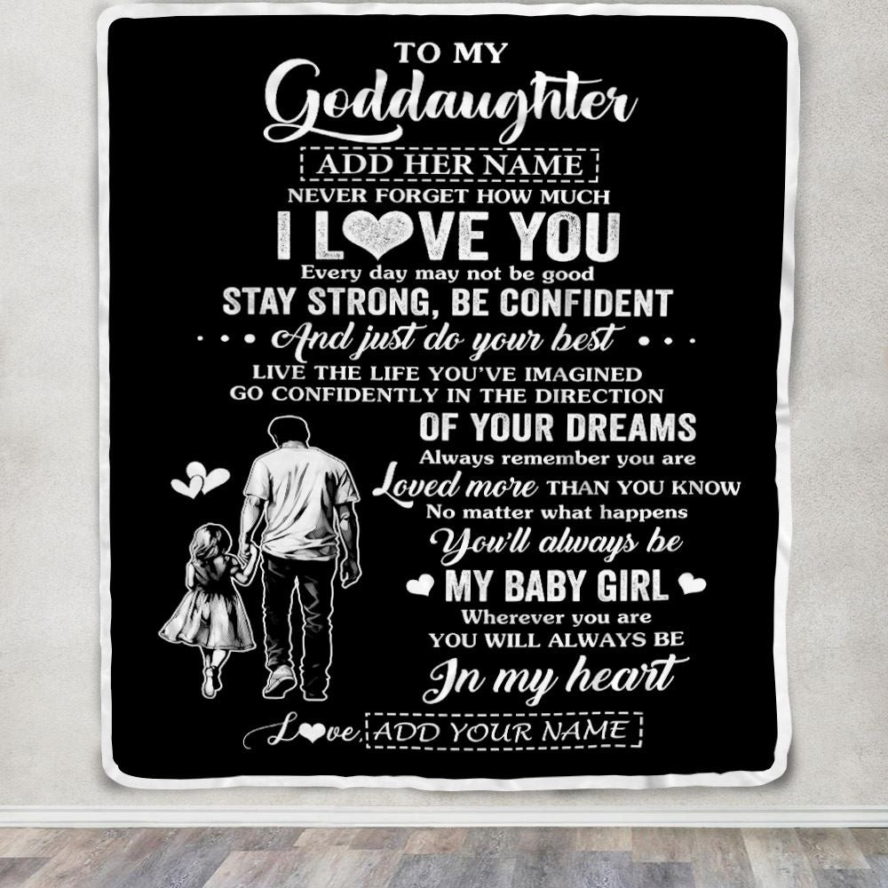 Personalized To My Goddaughter Gifts From Godfather Blanket Never Forget How Much I Love You Goddaughter Birthday Graduation Christmas Fleece Throw Blanket | siriusteestore