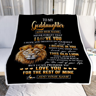 Personalized To My Goddaughter Gifts From Godfather Blanket Old Lion Love You Goddaughter Birthday Gifts Graduation Christmas Custom Fleece Throw Blanket | siriusteestore