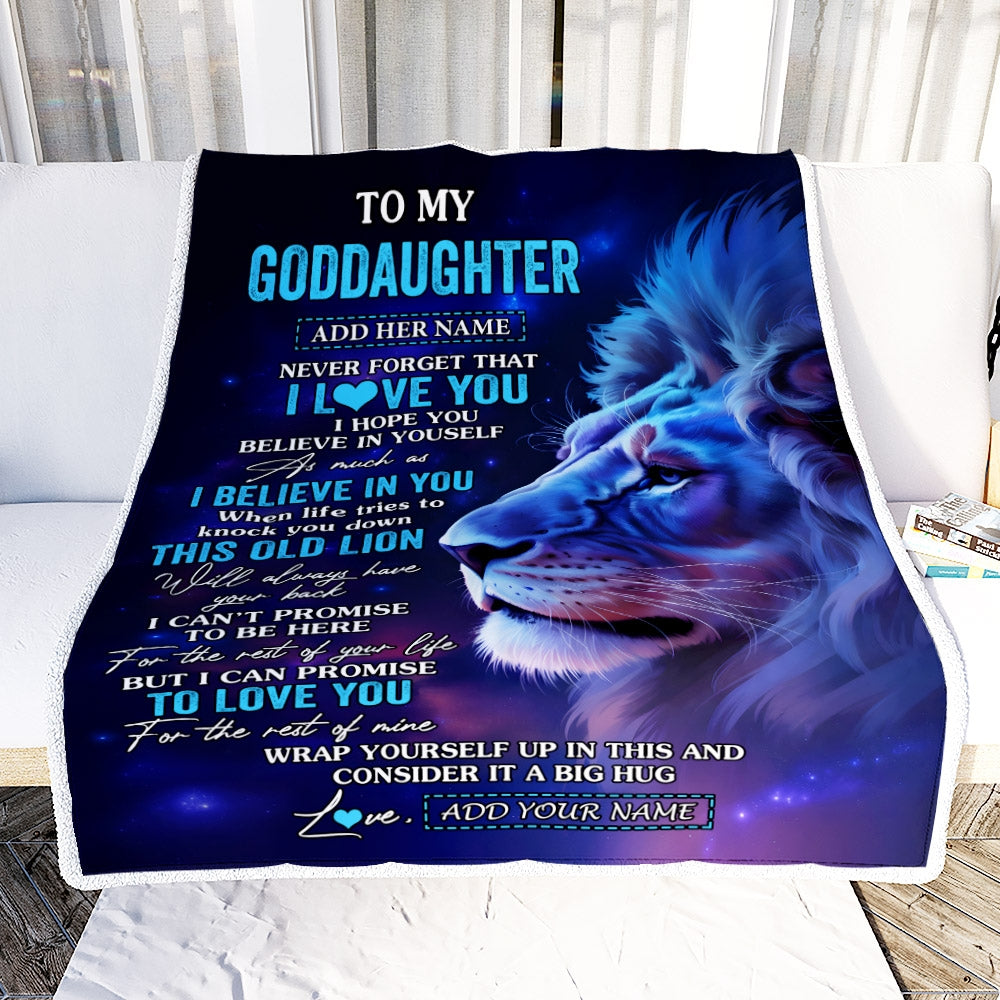 Personalized To My Goddaughter Gifts From Godfather Blanket This Old Lion Heart Gifts For Goddaughter Birthday Present Graduation Christmas Fleece Blanket | siriusteestore