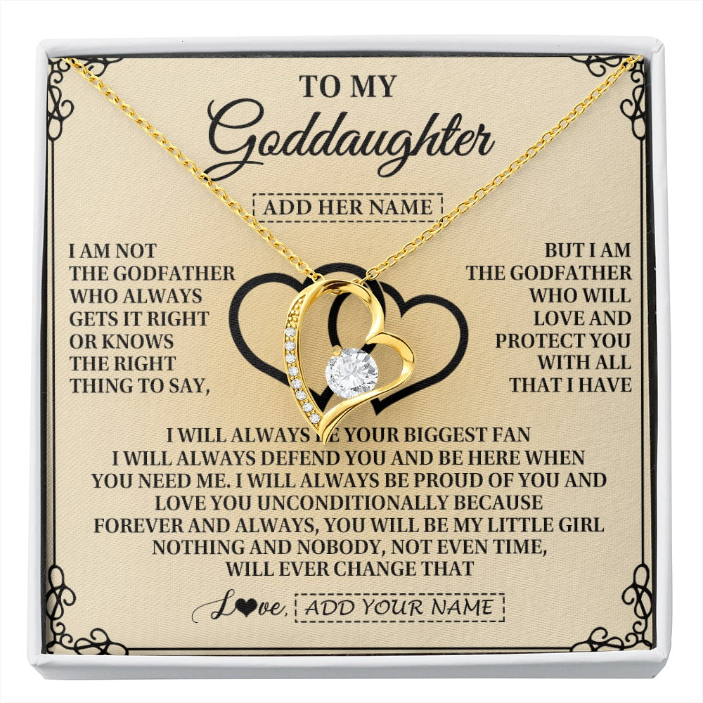 Forever Love Necklace 18K Yellow Gold Finish | 1 | Personalized To My Goddaughter Gifts From Godfather Goddaughter Birthday Gifts Jewelry For Women Goddaughter Pendant Necklace Christmas Gift Box Message Card | https://siriusteestore.