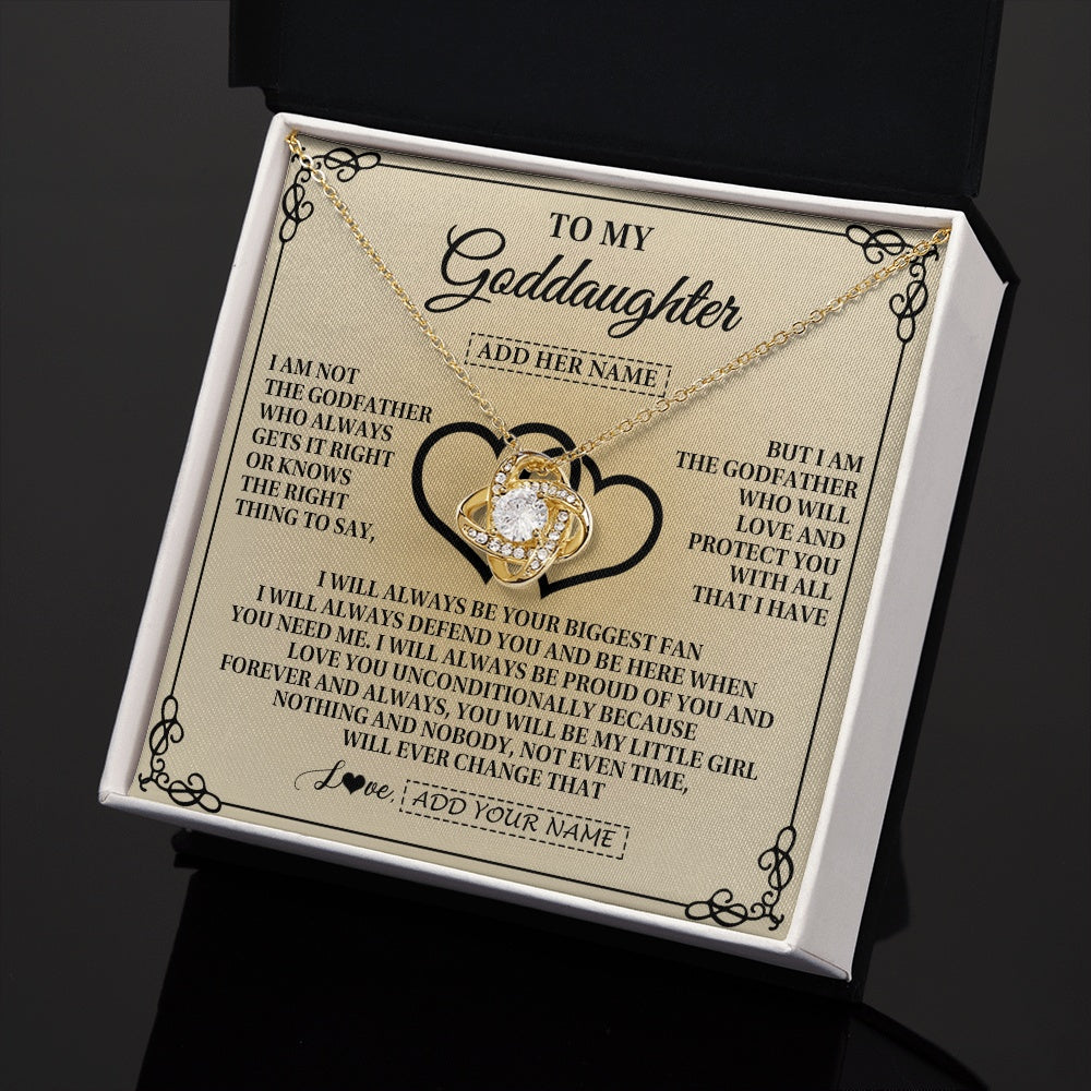 Love Knot Necklace 18K Yellow Gold Finish | 2 | Personalized To My Goddaughter Gifts From Godfather Goddaughter Birthday Gifts Jewelry For Women Goddaughter Pendant Necklace Christmas Gift Box Message Card | https://siriusteestore.