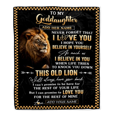 Personalized To My Goddaughter Gifts From Godfather Godmother Blanket Old Lion Love You Goddaughter Birthday Gifts Graduation Christmas Fleece Throw Blanket | siriusteestore